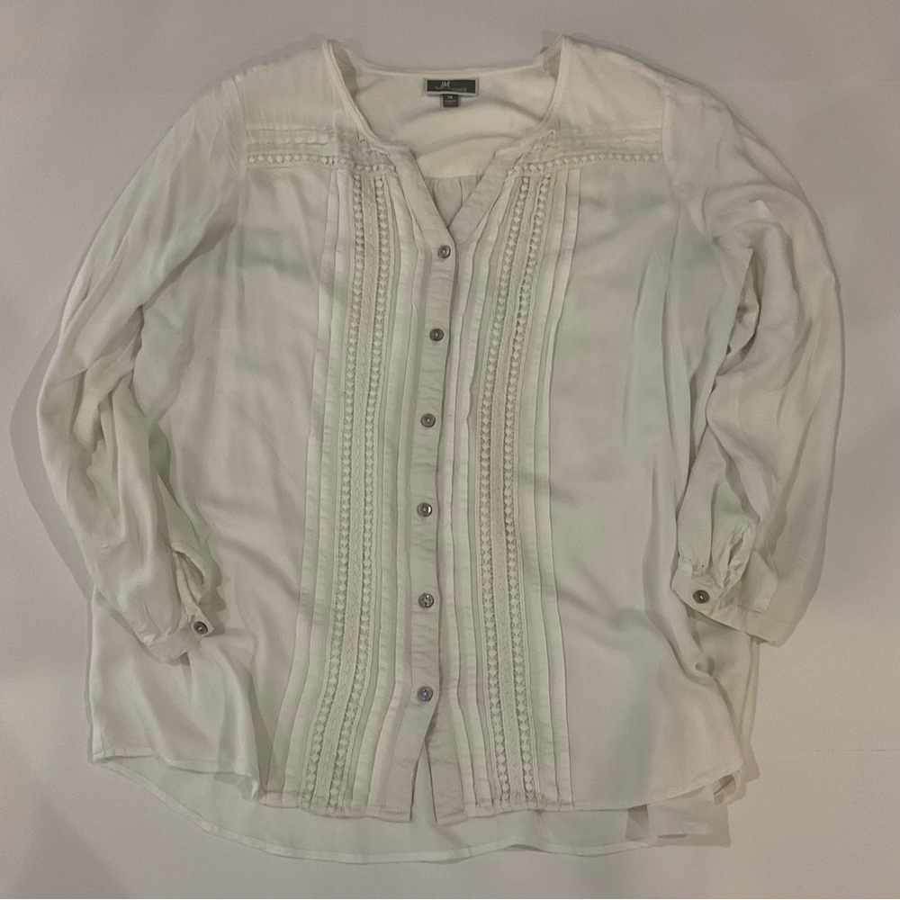 Romantic White Button-Up Blouse